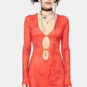 Edikted Dolls Kill Pop Art Cut Out Dress sz S